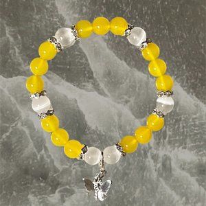Yellow Cat's Eye with Selenite Bracelet
